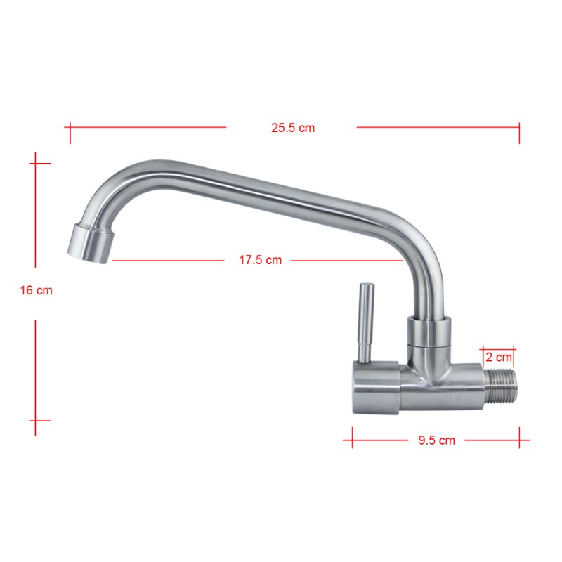 Mr. Plumber ET-100916Q-42-TM Wall Mount Kitchen Faucet 304 Stainless Steel
